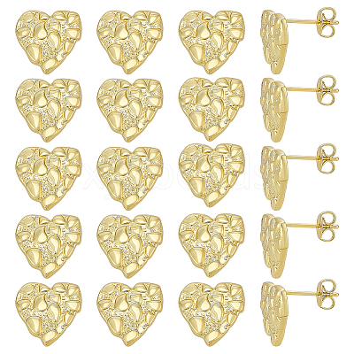10 Pairs Brass Stud Earrings EJEW-PH0001-52A-1
