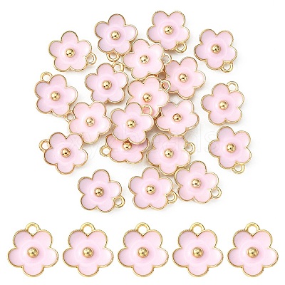 Light Gold Plated Alloy Enamel Pendants ENAM-YW0002-20B-1