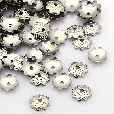 Tarnish Resistant 8-Petal 304 Stainless Steel Flower Bead Caps STAS-N027-01-1