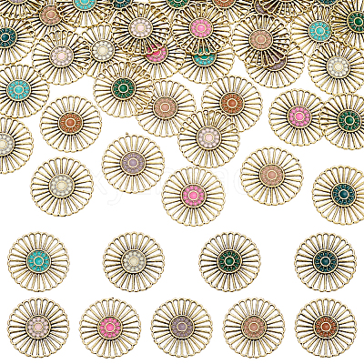 36Pcs 9 Colors Alloy Enamel Flower Chandelier Component Links FIND-PH0059-71-1
