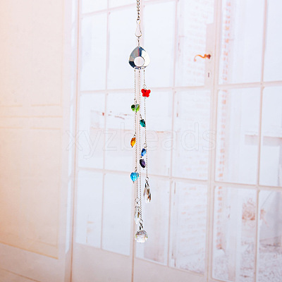 Crystal Glass Suncatcher Chakra Colors Ceiling Chandelier Ball Prism AJEW-WH0021-39-1