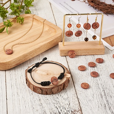240Pcs 12 Style Laser Cut Wood Connector Charms WOOD-CD0001-34-1