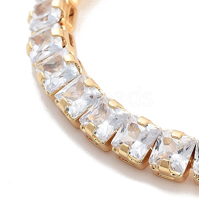 Brass Pave Clear Cubic Zirconia Square Link Bracelets BJEW-YWC0002-09G-1