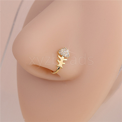 Brass Pave Clear Cubic Zirconia U Shaped Clip on Nose Rings FS-WG40E45-09-1