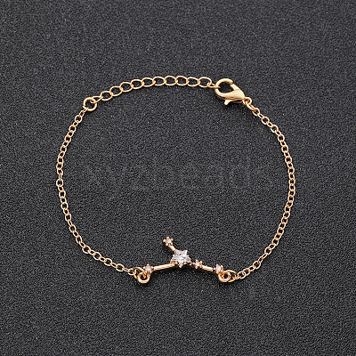 12 Constellations Alloy Rhinestone Link Bracelets WG43B2B-09-1
