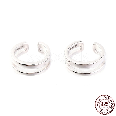 Anti-Tarnish Rhodium Plated 925 Sterling Silver Cuff Earrings EJEW-H124-07P-1