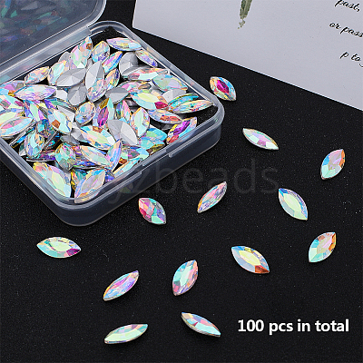 Pointed Back Glass Rhinestone Cabochons RGLA-OC0001-08C-1