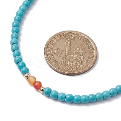 Synthetic Turquoise & Natural Carnelian Beaded Necklaces NJEW-TA00161-1