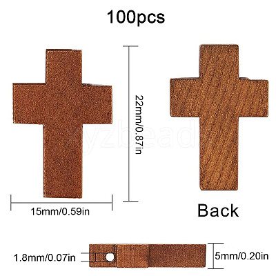 100Pcs Wooden Pendants WOOD-SC0001-38-1
