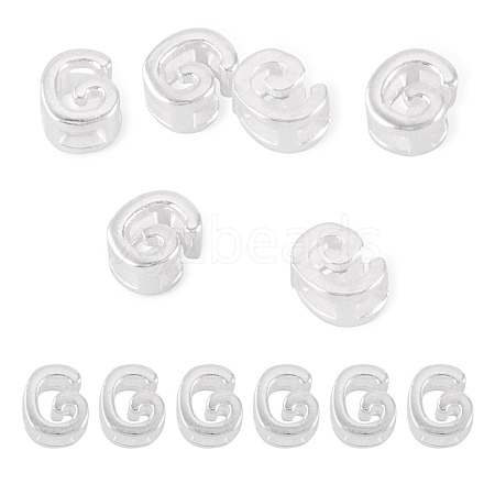 6Pcs 925 Sterling Silver Hollow Initial Beads STER-TA0001-53G-1