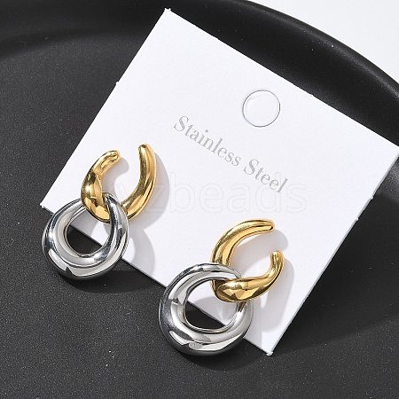 304 Stainless Steel Two Tone Stud Earrings EJEW-R153-01G&P-1