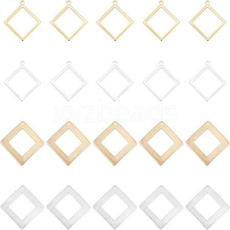 SUPERFINDINGS 40Pcs 4 Style  Rack Plating Eco-friendly Brass Pendants KK-FH0004-06-1