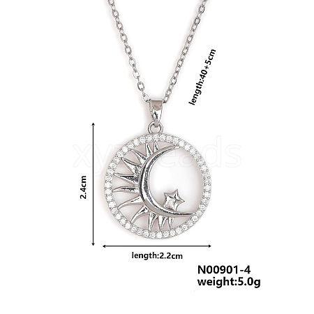 Fashionable European and American Style Brass Rhinestone Pendant Necklace with Cable Chain for Women Girl CL1945-3-1