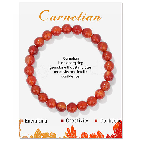 Natural Carnelian Beaded Stretch Bracelets PW-WG7FE75-04-1