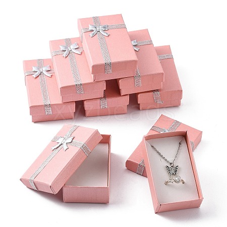 Valentines Day Wife Gifts Packages Cardboard Jewelry Set Boxes with Bowknot and Sponge Inside CBOX-R013-4-1