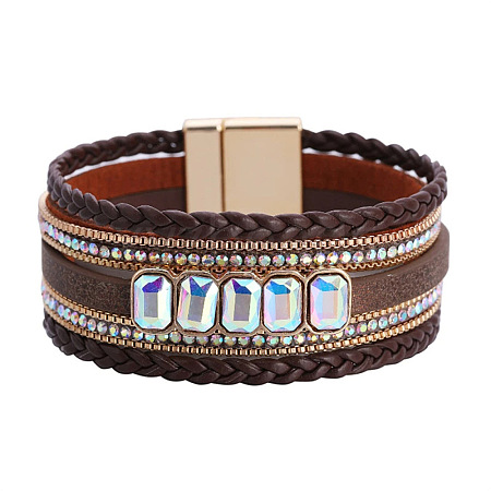 Boho Style PU Leather Multi-Strand Bracelets for Women Girl WGFD1A2-03-1