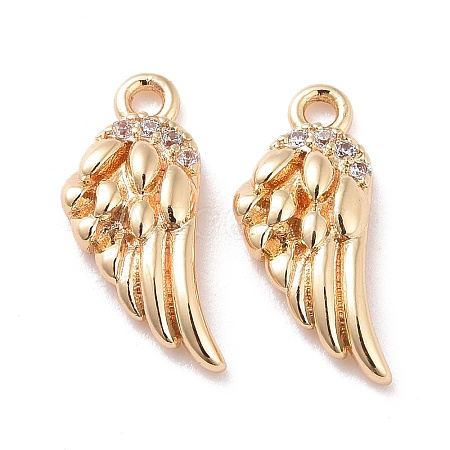 Brass Micro Pave Clear Cubic Zirconia Charms LS-KK-G418-12G-1