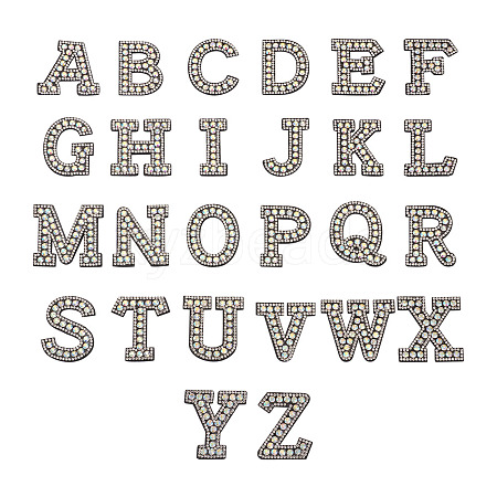 Alphabet Resin Rhinestone Patches DIY-TAC0005-45B-1