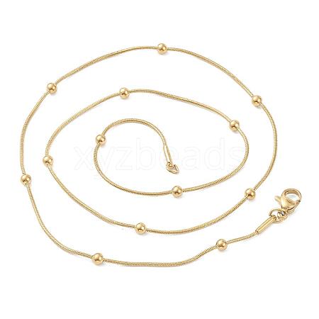 Vacuum Plating 304 Stainless Steel Round Snake Chain Necklaces STAS-A051-08G-1
