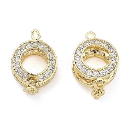 Brass with Clear Cubic Zirconia Fold Over Clasps KK-Z080-11G-1