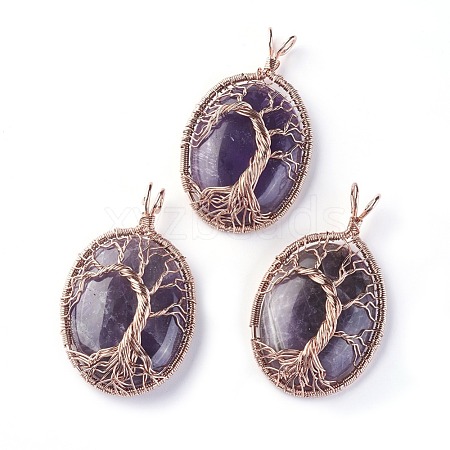 Natural Amethyst Big Pendants G-G771-C04-1