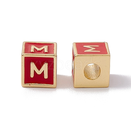 Rack Plating Brass Enamel Beads KK-B060-04G-03M-1