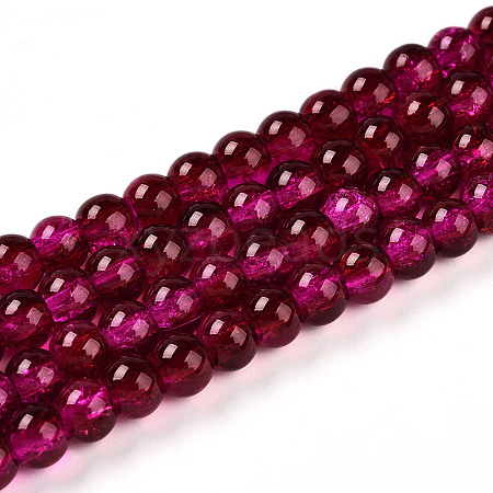 Spray Painted Crackle Glass Beads Strands CCG-Q002-6mm-08-1