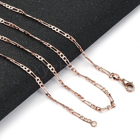 2mm Rack Plating Brass Figaro Chain Necklaces for Women Men MAK-L044-34RG-1