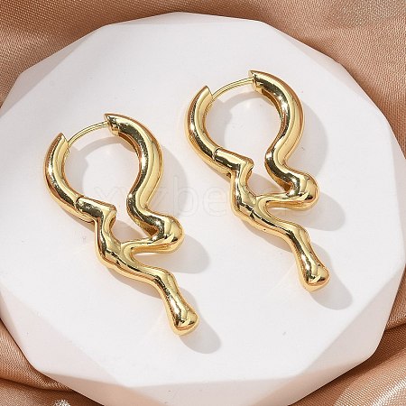 Rack Plating Brass Melting Drop Hoop Earrings for Women X-EJEW-Z019-19G-1