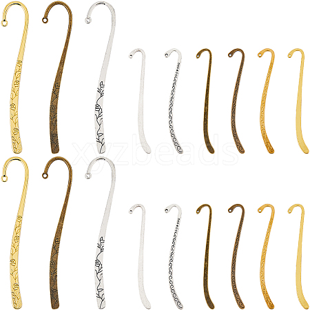 18Pcs 9 Style Tibetan Style Alloy Bookmarks Findings with Hole AJEW-SC0002-57-1