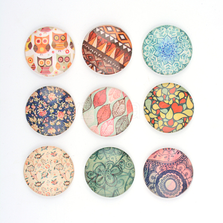 Printed Glass Cabochon GGLA-R037-16mm-M-1