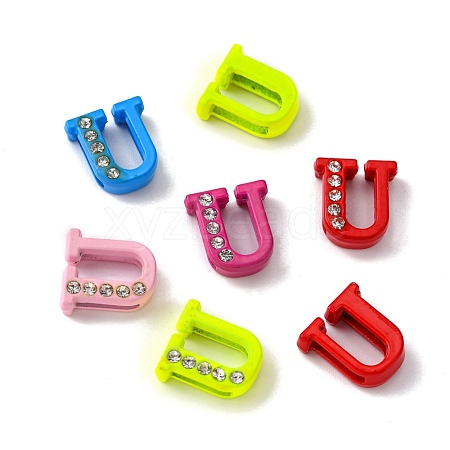 Spray Painted Zinc Alloy Slide Charms ALRI-WH0005-13U-1