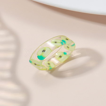 Summer Transparent Resin Fruit Pattern Finger Rings for Women WGF91BA-11-1