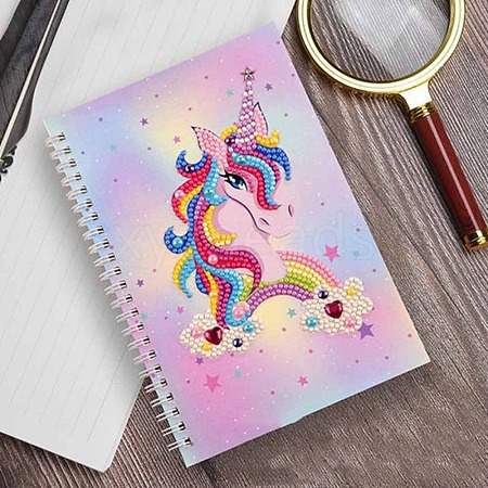 Unicorn Pattern DIY Diamond Painting Notebook Kits UNIC-PW0001-028B-1