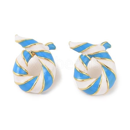 Brass with Enamel Twist Stud Earrings for Women EJEW-Q389-02G-05-1