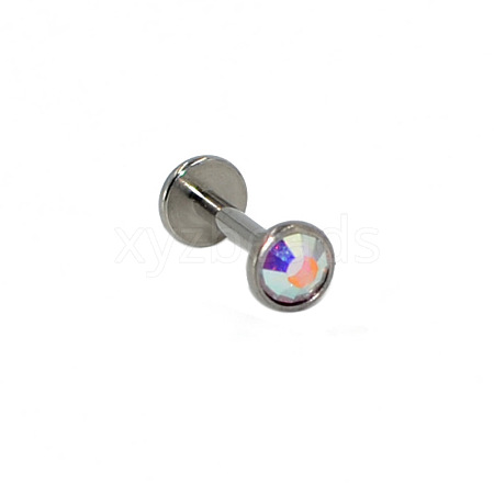 G23 Titanium Cubic Zirconia Flat Round 17 Gauge Threadless Labrets for Women Men WG1F07B-01-1