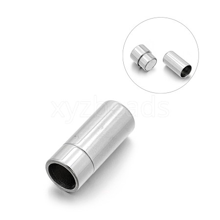 Tarnish Resistant Smooth 304 Stainless Steel Column Magnetic Clasps with Glue-in Ends STAS-E089-12D-1