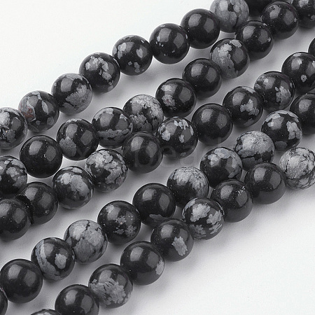 Natural Snowflake Obsidian Bead Strands G-G735-72-6mm-1