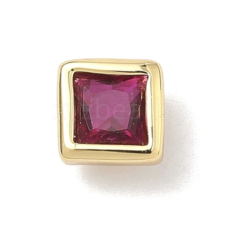 Square Brass Micro Pave Cubic Zirconia Cabochons KK-P345-13G-E05-1