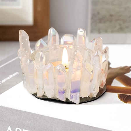 Electroplated Natural Quartz Crystal Candle Holder PW-WG59F09-02-1