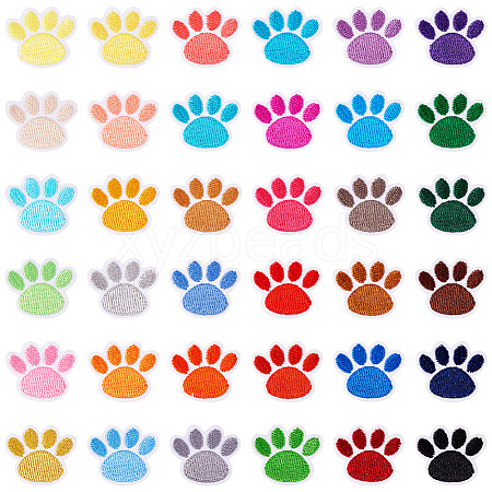 36Pcs 36 Colors Paw Print Computerized Embroidery Cloth Iron on Patches PATC-TAC0001-08-1