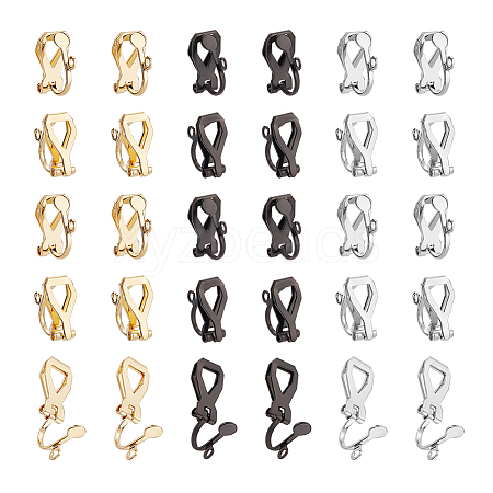 Unicraftale 60Pcs 3 Colors 304 Stainless Steel Clip-on Earring Findings STAS-UN0048-61-1