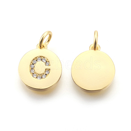 Eco-Friendly Brass Cubic Zirconia Charms ZIRC-I020-G-C-NR-1