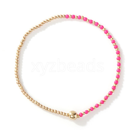 Glass Seed Beads & CCB Beads Stretch Bracelets TB4137-49-1