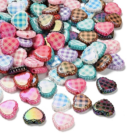 Rainbow Iridescent Printed Opaque Acrylic Beads OACR-D316-01B-03-1