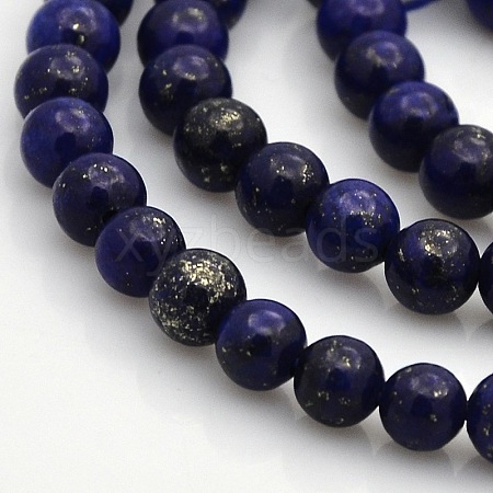 Dyed Natural Lapis Lazuli Round Beads Strands G-N0120-01-6mm-1