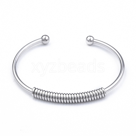 304 Stainless Steel Open Cuff Bangle for Girl Women BJEW-N013-008P-1