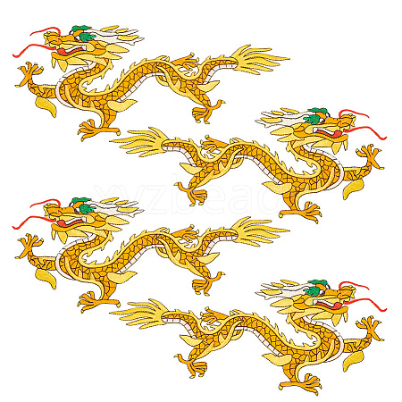 Chinese Style Dragon Computerized Embroidery Cloth Iron on/Sew on Patches PATC-WH0007-49B-1