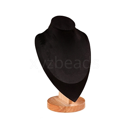 Bust Velvet & Wooden Necklace Display Stands NDIS-WH0020-03A-1