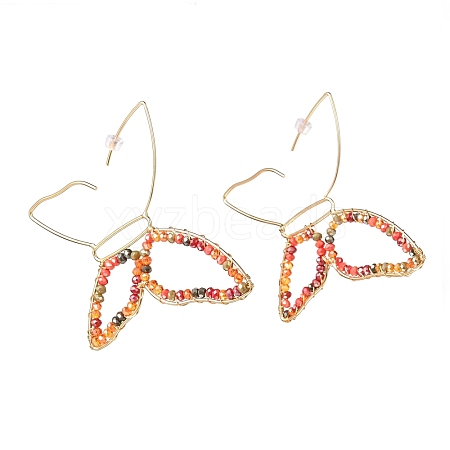 Butterfly Glass Beads Dangle Earrings for Girl Women EJEW-JE04657-02-1